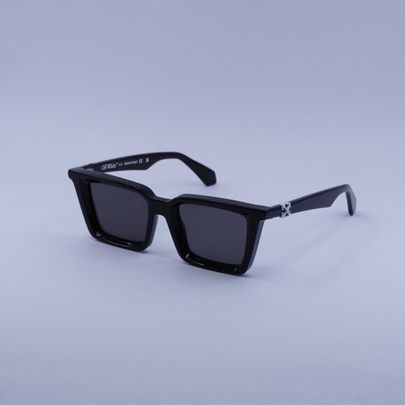 Off-White OERI13U DALTON 1007 Sunglasses Shiny Black Square Frame, Grey Lenses - Picture 3 of 9